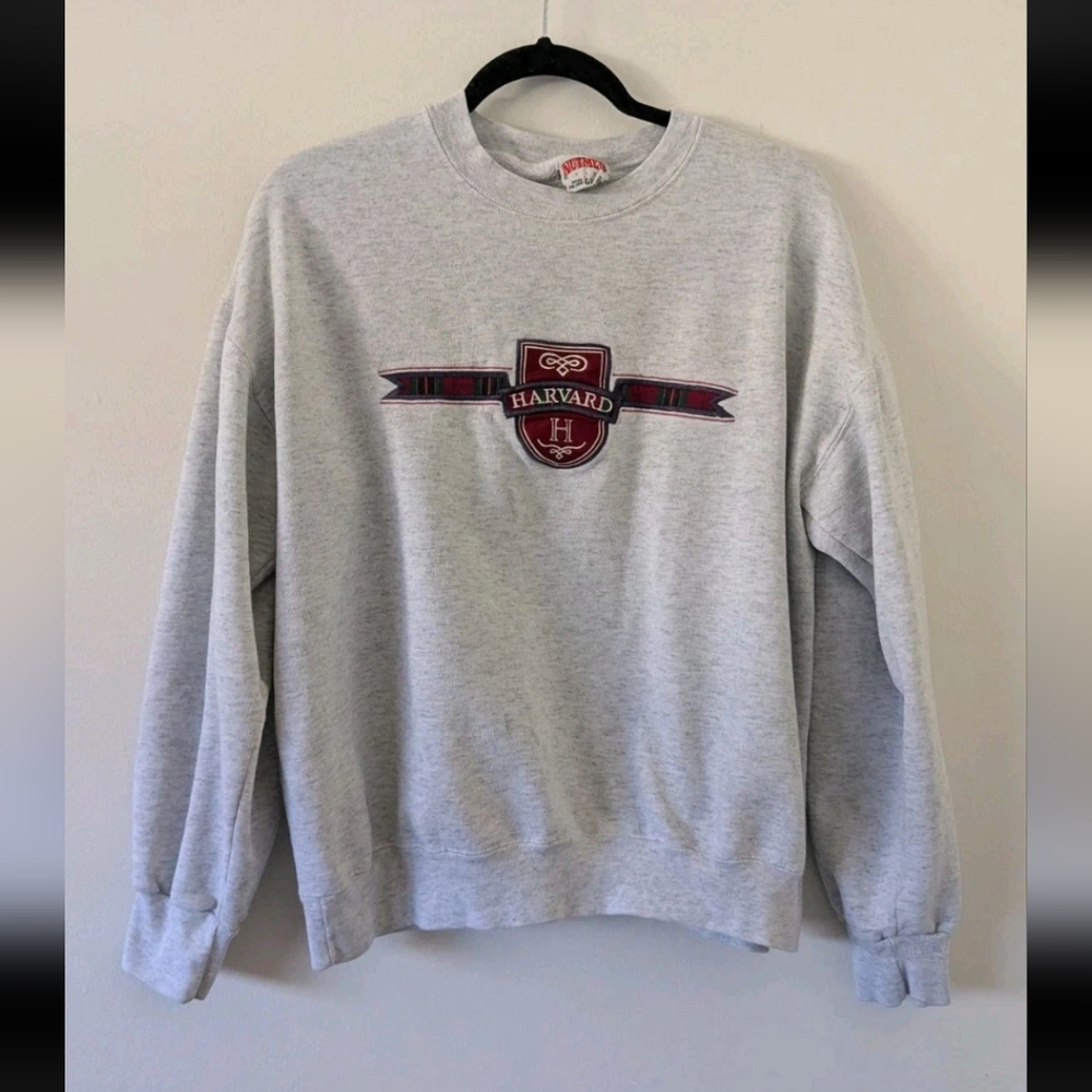 Vintage Harvard Gray Crewneck Pullover Nutmeg Sweatshirt Adult Large STAINED